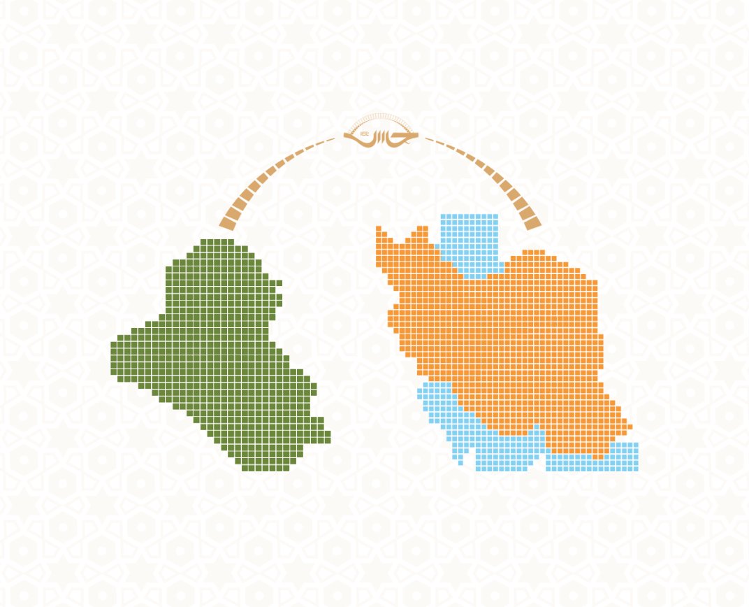 Pixel map of Iran and Iraq with Jisr bridge